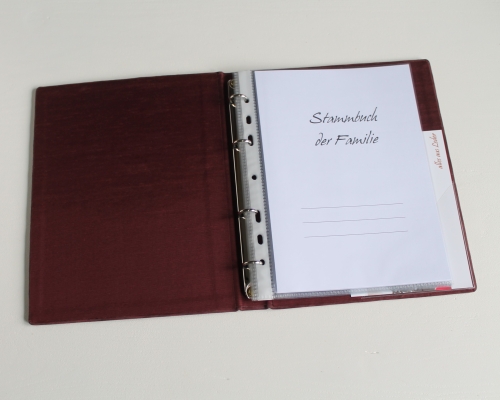 Preview: Stammbuch "Goldene Lebensbaum" aus weinrotem Samtleder,  DIN A5